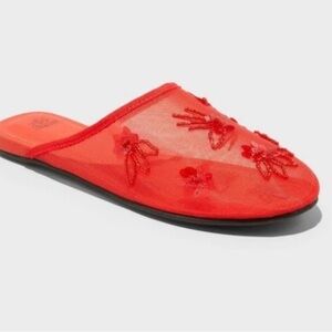 Women's Pixie Floral Mesh Slip-on Mule Flats Memory Foam Insole Wild Fable 10